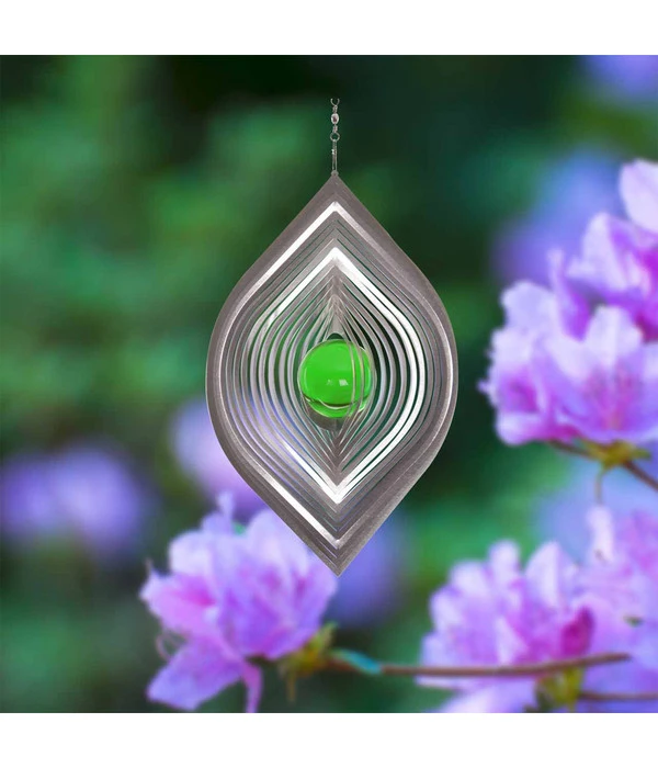 Windspiel Blatt Mit Grüner Kugel – Bild 2