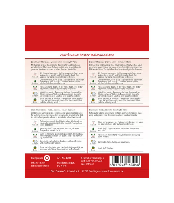 Dürr Samen Sortiment Bester Balkonsalate – Bild 2