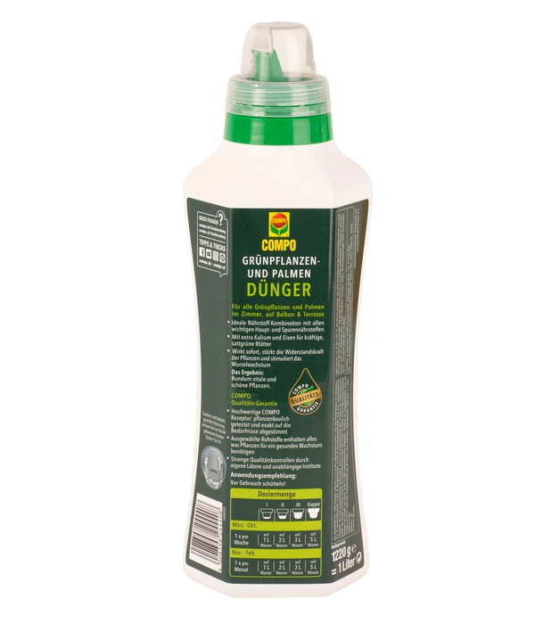 COMPO Grünpflanzen- Und Palmendünger, Flüssig, 1 L – Bild 2