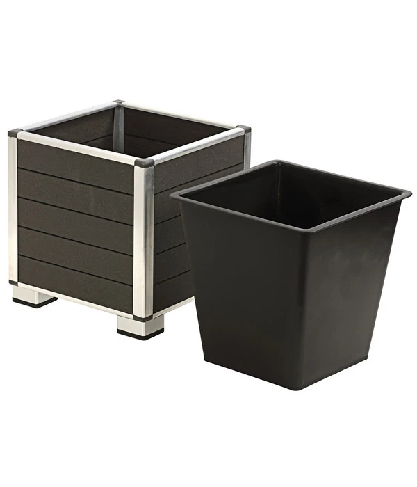Dehner WPC-Topf Inkl. Kunststoff-Einsatz, Anthrazit – Bild 4