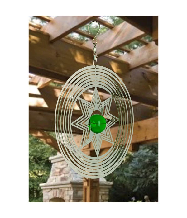 NATURE'S MELODY Windspiel Cosmo Sternstrahl, 18,5 X 4,5 X 32 Cm, Silber/grün – Bild 2