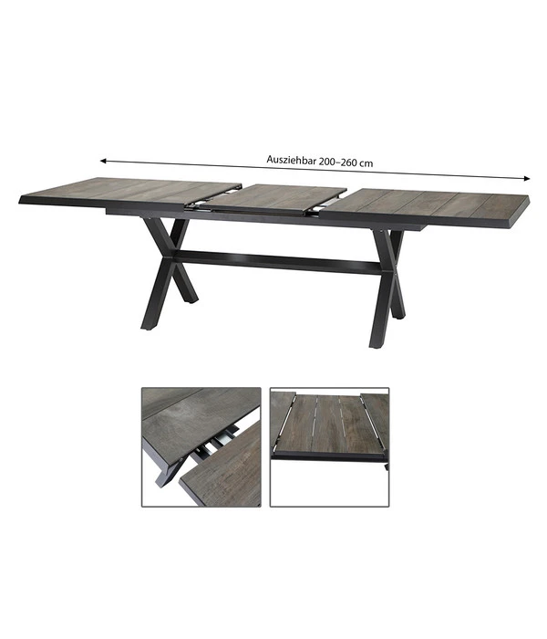 Siena Garden Ausziehtisch Sincro, Ca, 200-260/H74/T100 Cm – Bild 2