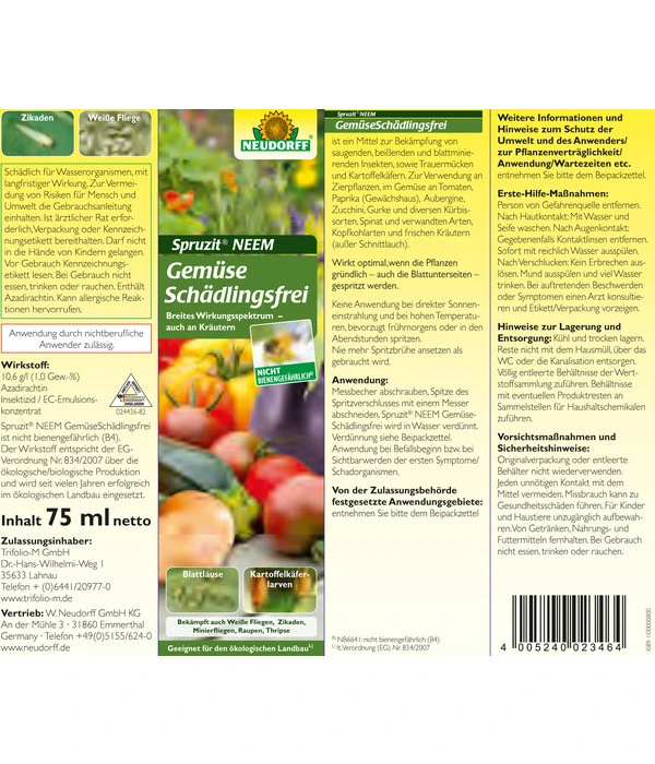 Neudorff Spruzit® Neem Gemüse Schädlingsfrei, 75 Ml – Bild 2