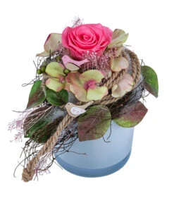 Dehner Arrangement Mit Longlife-Rose Finn, Rosa, Ca. Ø16/H20 Cm