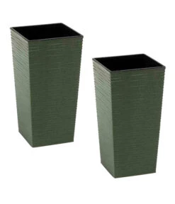 Siena Garden Kunststoff-Topf ECO Nizza, Konisch, Grün, Ca. B25/H46,5/T25 Cm, 2er-Set