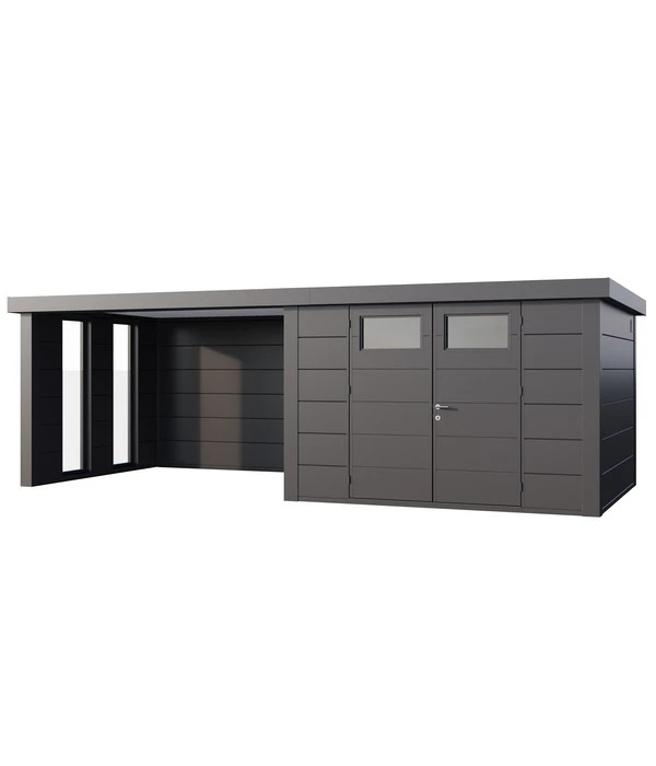 Wolff Finnhaus Metallgerätehaus Eleganto 3030, Inkl. Lounge Rechts Mit Fenster, Ca. B662/H227/T318 Cm