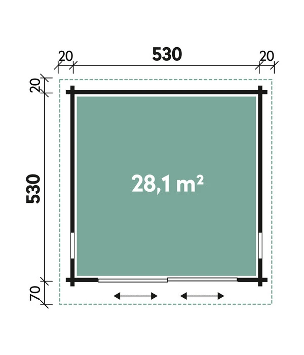 Wolff Finnhaus Gartenhaus Trondheim 44-G XL, Inkl. Schiebetür Links, Ca. B570/H259/T620 Cm – Bild 3