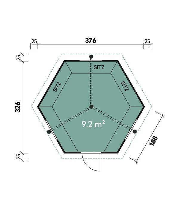 Wolff Finnhaus Gartenhaus Grillkota Basic 9, Ca. B426/H330/T376 Cm – Bild 3